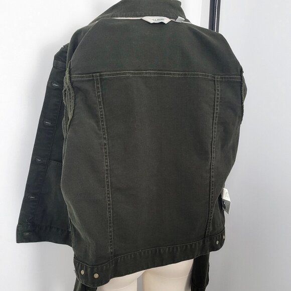 Vintage Y2K L.L.Bean Olive Green Denim Utility Jacket Women’s Size Medium - Picture 10 of 13